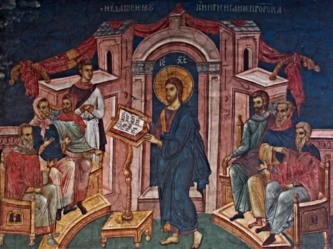 Jesus preaching in synagogue