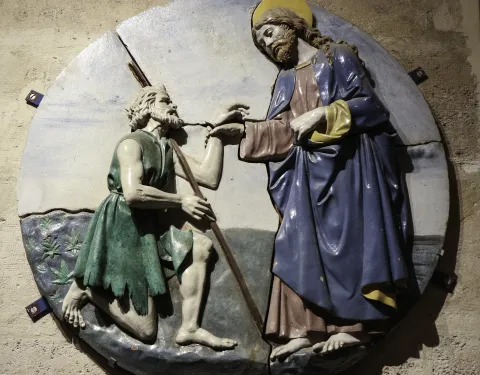 Leper thanking Jesus